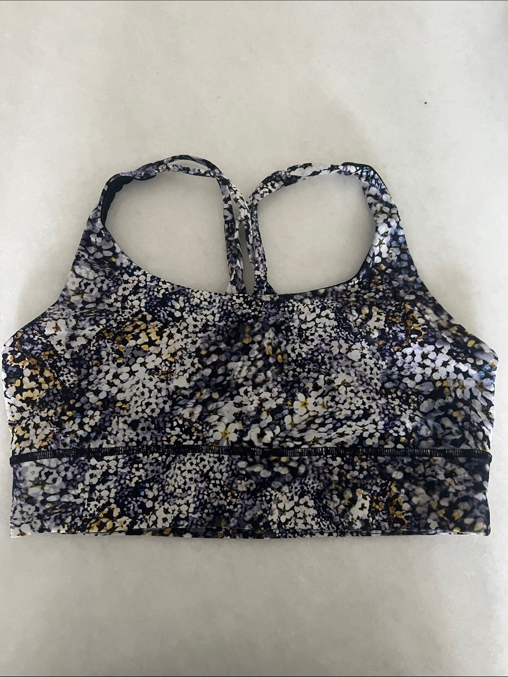 lululemon athletica Navy, White & Gold Speckle Strappy Sports Bra